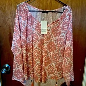 Pink and white top, large, new with tags